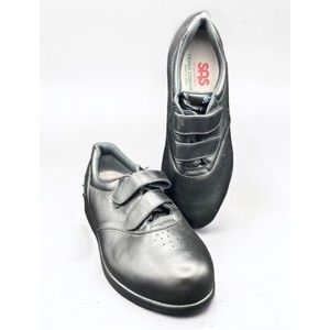SAS Me Too Velco Size 10WW Women's Leather Walking Sneaker - Black